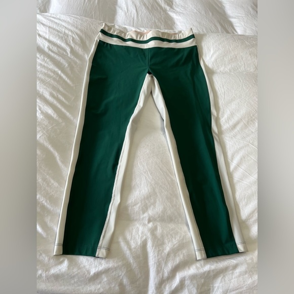 VAARA | RARE Green Flo Tuxedo Striped Leggings | Size Large. - Picture 1 of 10